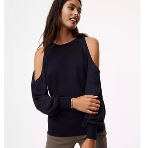 LOFT Chiffon Cold Shoulder Sweater, Sz XS